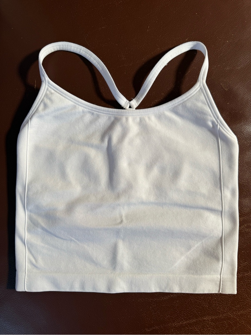 New Balance White Cropped Athletic Tank Top with Shelf Bra Small